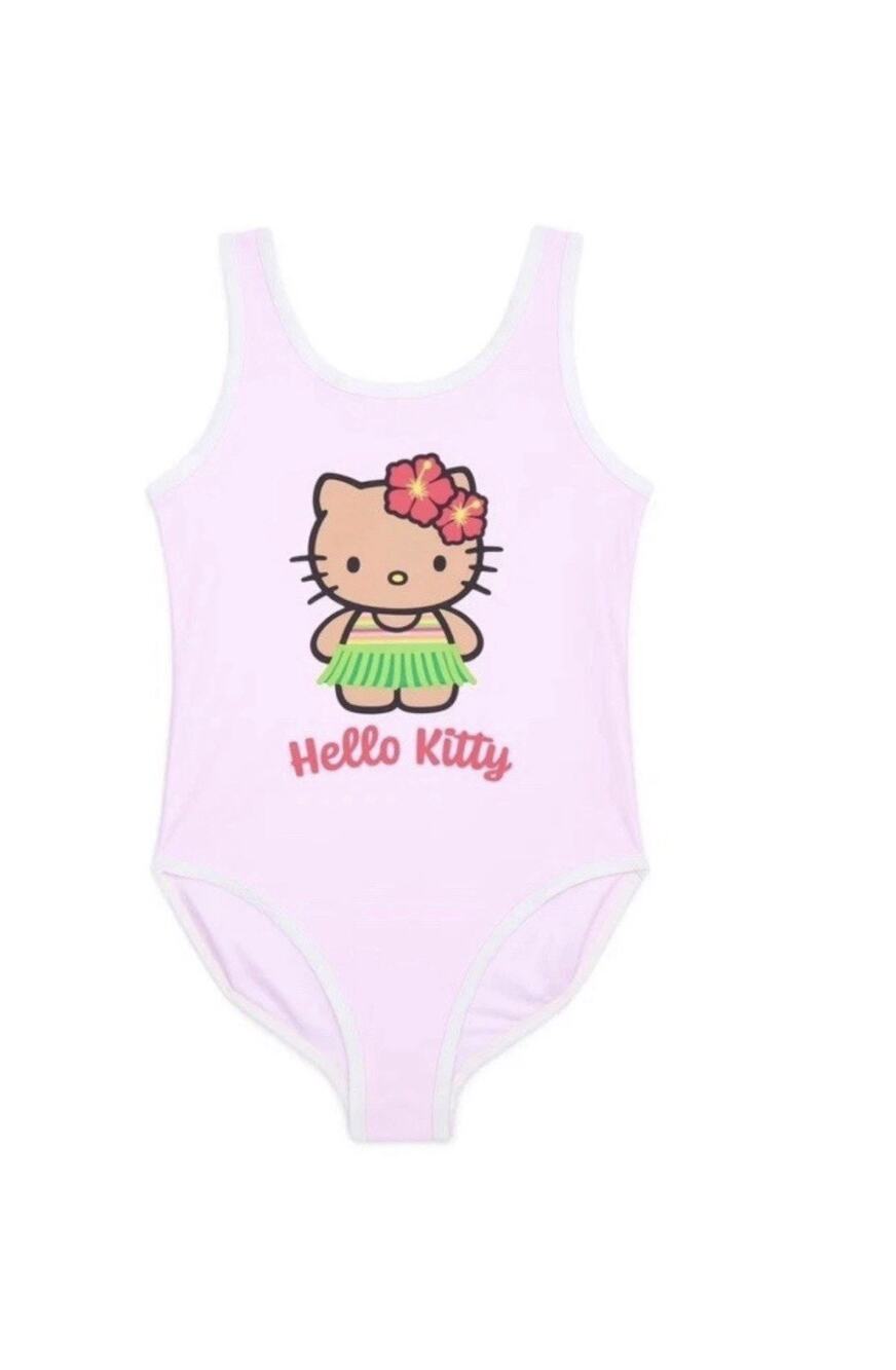 Hello Kitty Aloha Hawaii Swimsuit Girls XS 4/5 Pink One Piece UV Protection